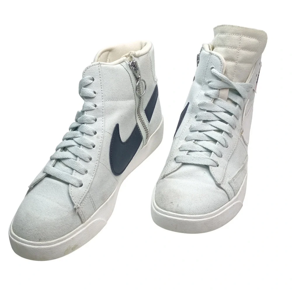 Nike Blazer Mid Rebel Light Blue Canvas High Top Sneakers BQ4022-401 Womens 7